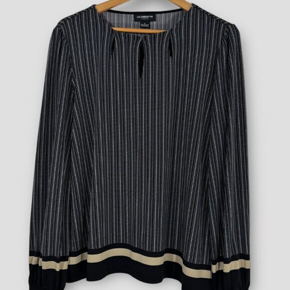 Liz Claiborne 3X Black & White Dot Stripe Blouse – NWT - Picture 1 of 7